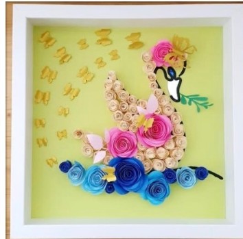 Framed paper flower monogram letter on a lime green background